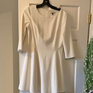 Halston Heritage Cream Long-Sleeve Fit & Flare Dress